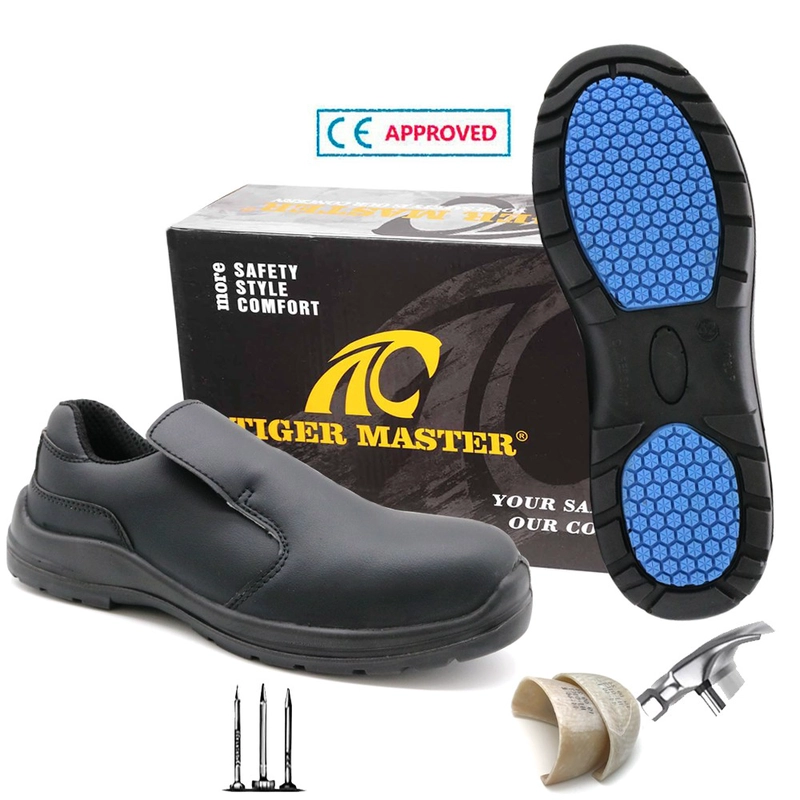 porcelana TM079 New anti-skid fiberglass toe puncture proof white kitchen safety shoes without lace - COPY - ngjdj0 fabricante