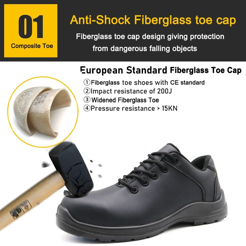 porcelana TM084-1 Nuevos zapatos de seguridad de cocina negros antideslizantes con punta de fibra de vidrio a prueba de pinchazos fabricante
