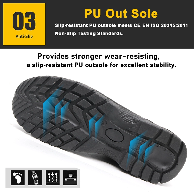China TM3233 Sapatos de segurança de construção anti-furos com biqueira de aço preto para homens fabricante