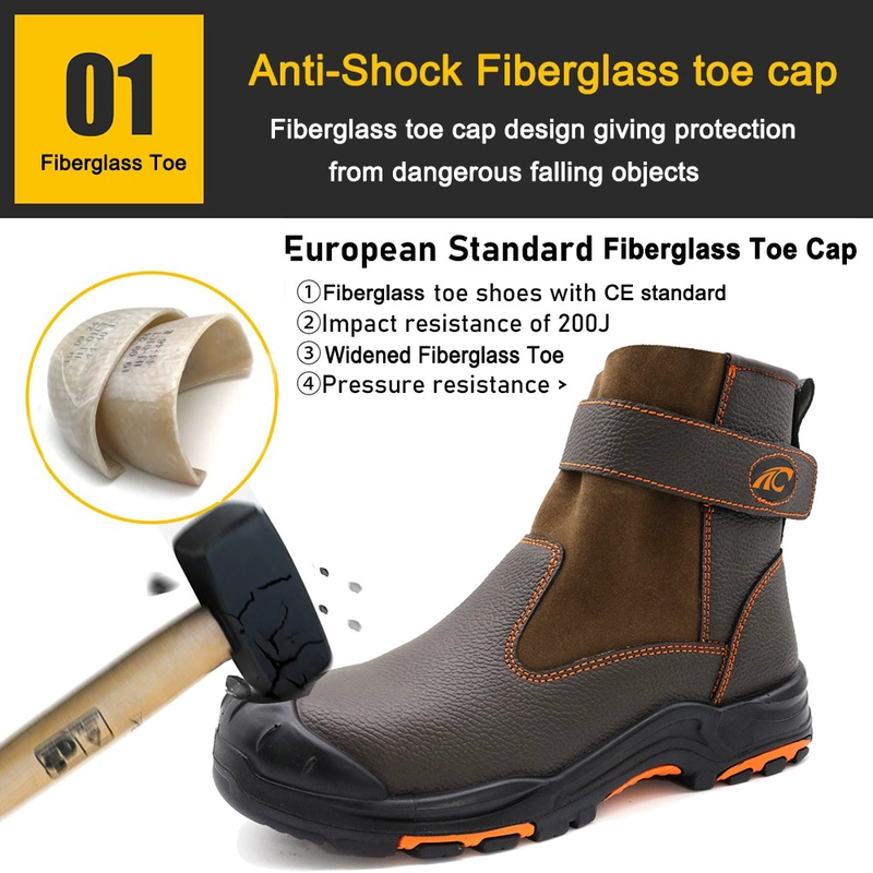 Cina TM3215 Scarpe di sicurezza elettriche isolanti antiforatura 18kv con punta in fibra di vetro marrone per saldatura produttore