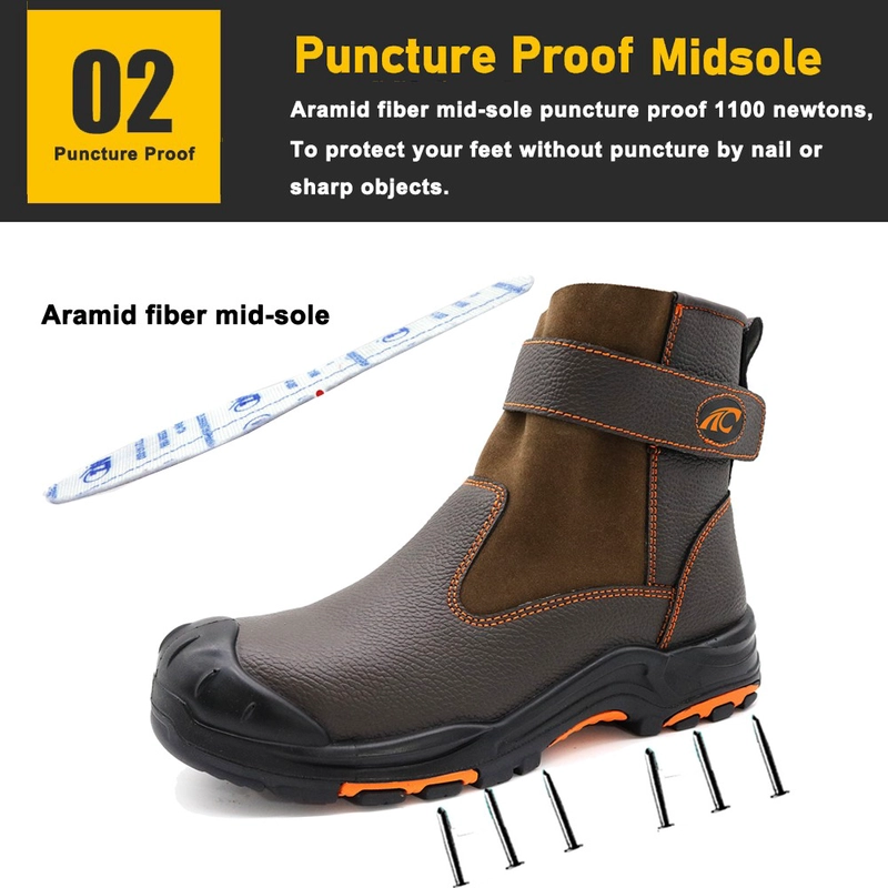 Cina TM3215 Scarpe di sicurezza elettriche isolanti antiforatura 18kv con punta in fibra di vetro marrone per saldatura produttore