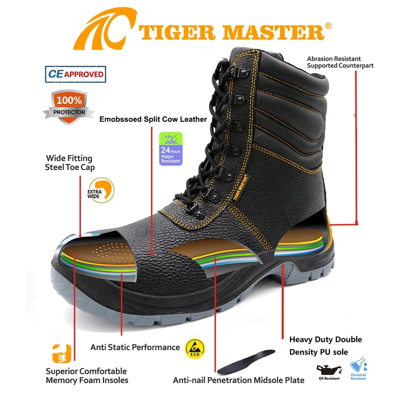 China TM3220 Botas de segurança industrial com biqueira de aço de corte alto e placa intermediária de aço para homens fabricante