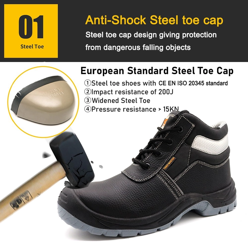China TM3233 Sapatos de segurança de construção anti-furos com biqueira de aço preto para homens fabricante