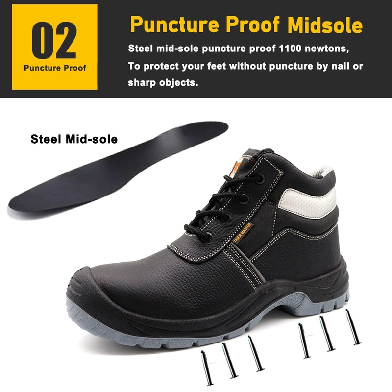 China TM3233 Sapatos de segurança de construção anti-furos com biqueira de aço preto para homens fabricante