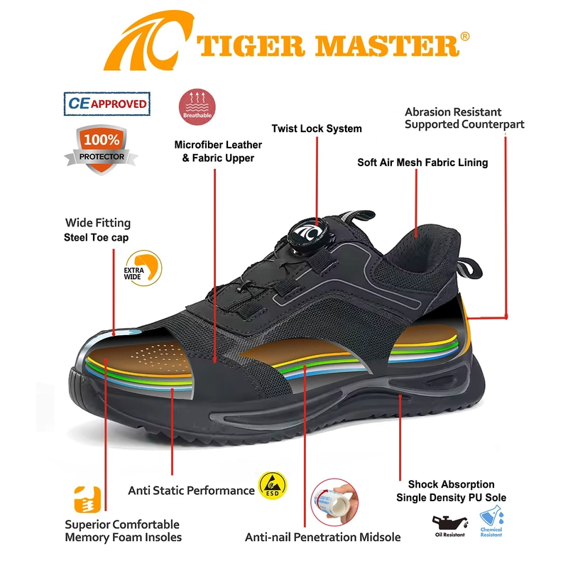 Cina TM3235 Scarpe antinfortunistiche da uomo antiperforazione con puntale in acciaio con sistema Twist Lock produttore