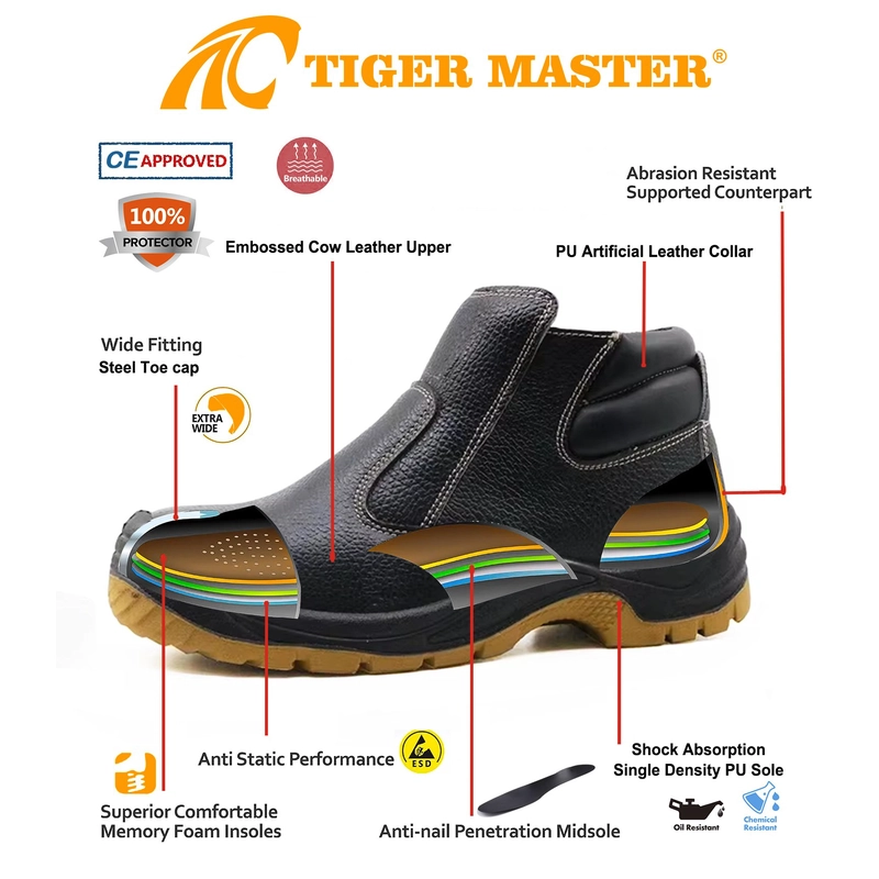 중국 TM3233 Black steel toe anti puncture construction safety shoes for men - COPY - n9514o 제조업체