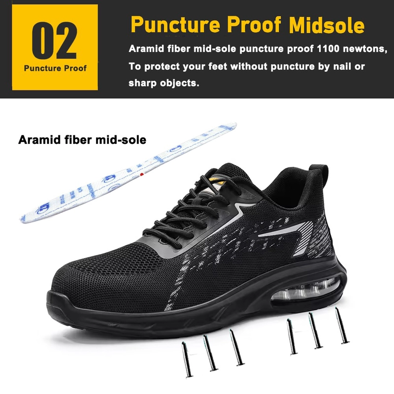 porcelana TM3238 Zapatos deportivos de seguridad antipinchazos con punta de acero y amortiguación de aire para hombres fabricante