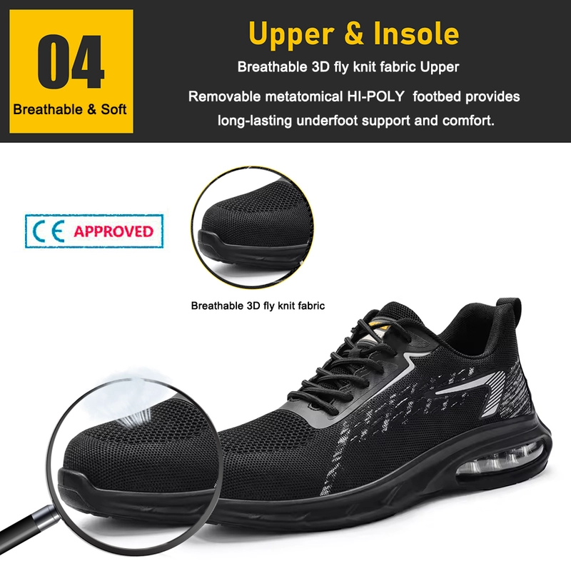 porcelana TM3238 Zapatos deportivos de seguridad antipinchazos con punta de acero y amortiguación de aire para hombres fabricante