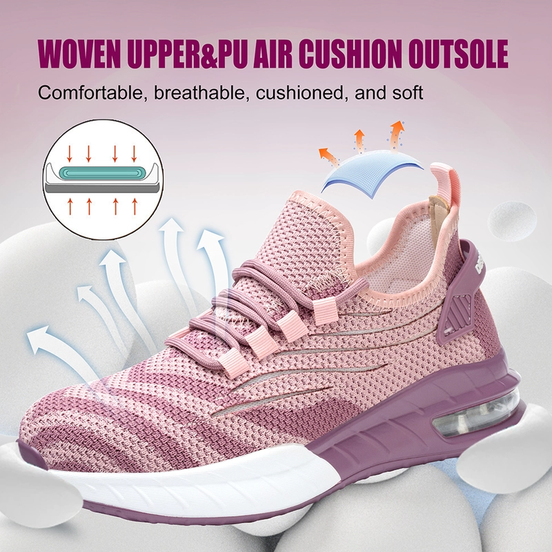 China TM3257 Air cushioned steel toe sport type safety shoes pink for women manufacturer