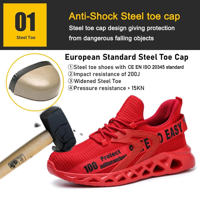 porcelana TM262 zapatos de seguridad deportivos de moda rojos antipinchazos con punta de acero para mujer fabricante