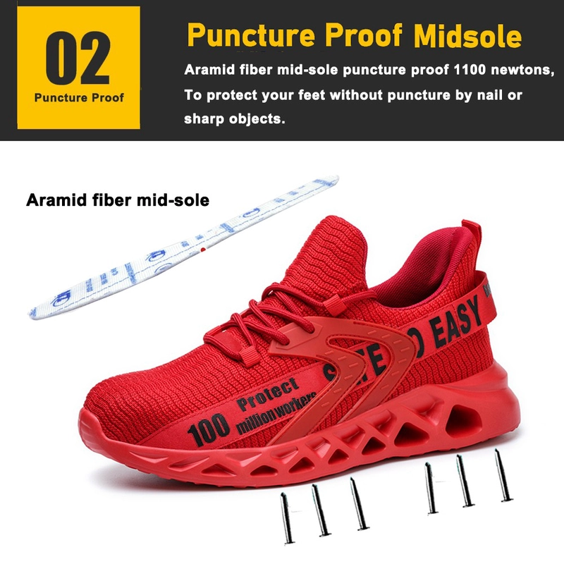 porcelana TM262 zapatos de seguridad deportivos de moda rojos antipinchazos con punta de acero para mujer fabricante