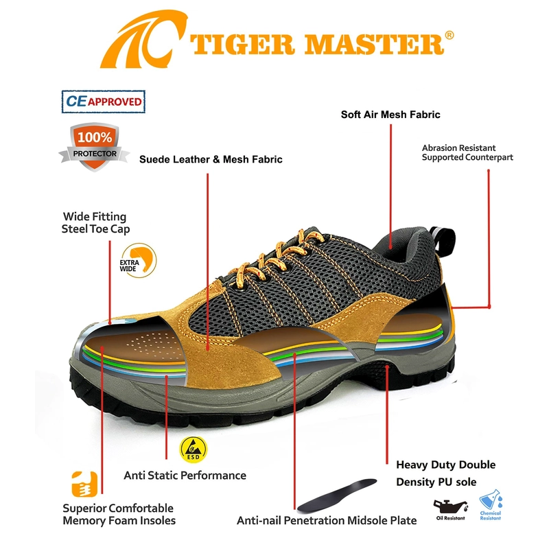China TM203 Oil slip resistant suede leather steel toe cheap safety work shoes manufacturer