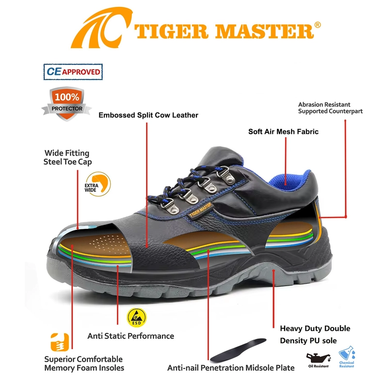 China TM088L Anti slip petrol chemical resistant steel toe mid plate unisex cheap work shoes prices manufacturer