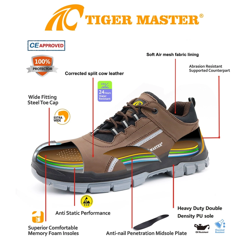 Cina TM181 Scarpe antinfortunistiche marroni da uomo antiscivolo con punta in acciaio antiforatura produttore