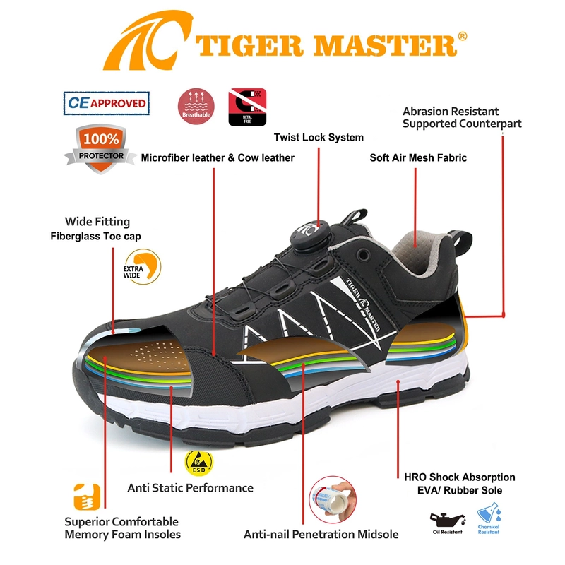porcelana TM2002 Zapatos de seguridad laboral con sistema Twist Lock y puntera de fibra de vidrio. fabricante