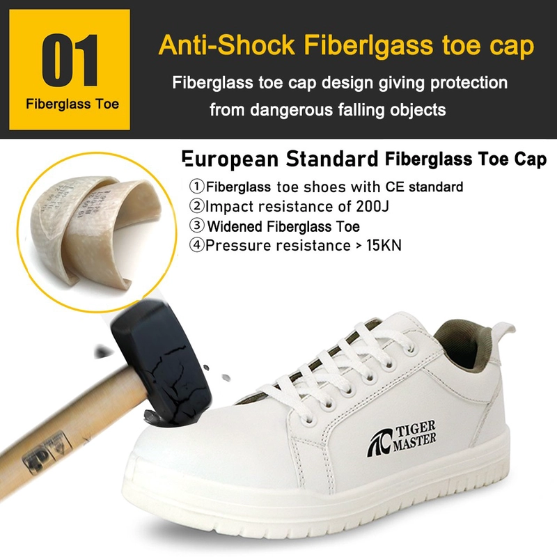 porcelana TM2003 Zapatos de seguridad de cocina antipinchazos con punta de fibra de vidrio blanca fabricante
