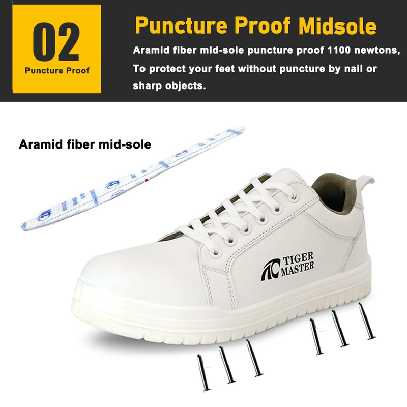 porcelana TM2003 Zapatos de seguridad de cocina antipinchazos con punta de fibra de vidrio blanca fabricante