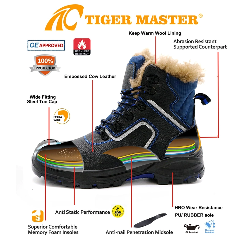 Cina TM116 Scarpe antinfortunistiche invernali da uomo con suola in gomma e fodera in lana con puntale in acciaio produttore