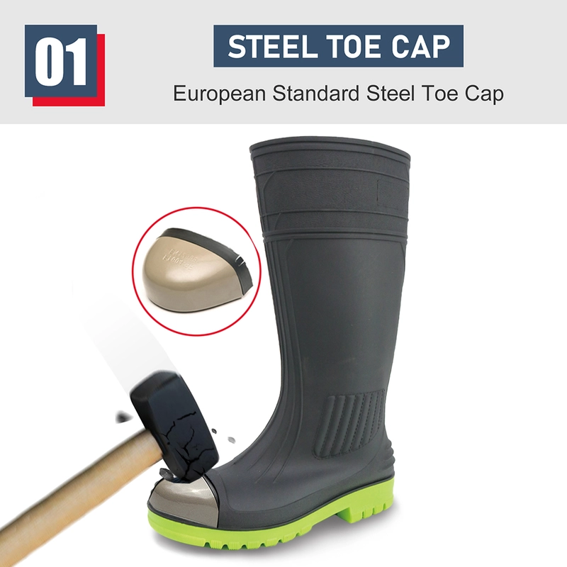 China GB38 Waterproof steel toe anti puncture PVC safety boots For Men manufacturer