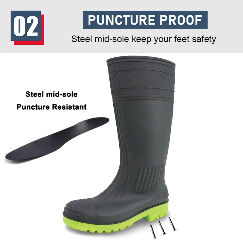 China GB38 Waterproof steel toe anti puncture PVC safety boots For Men manufacturer