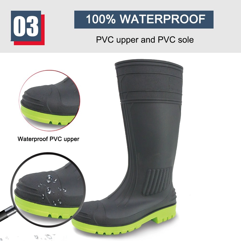 China GB38 Waterproof steel toe anti puncture PVC safety boots For Men manufacturer