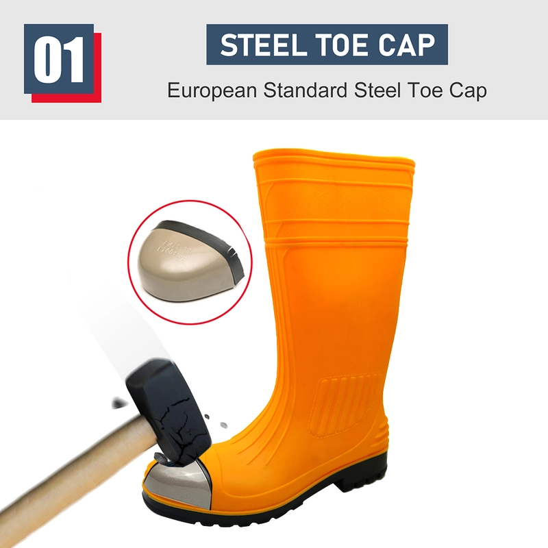 China GB38 orange waterproof safety pvc knee boots for construction manufacturer