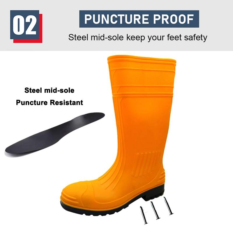 China GB38 orange waterproof safety pvc knee boots for construction manufacturer