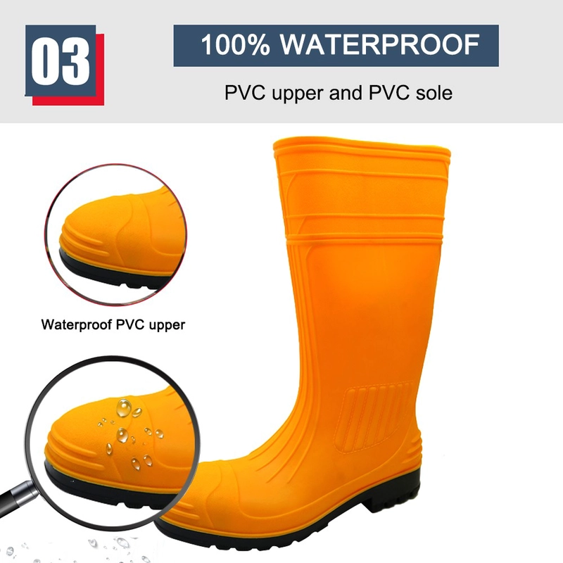 China GB38 orange waterproof safety pvc knee boots for construction manufacturer