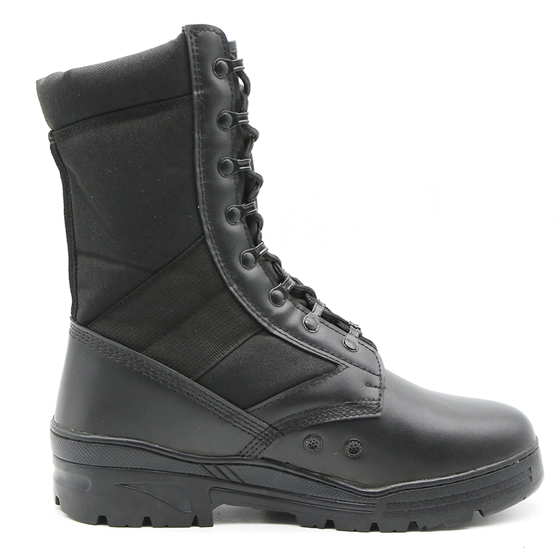 China TM3297 Black anti slip rubber sole non safety army boots manufacturer