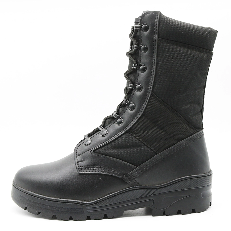 China TM3297 Black anti slip rubber sole non safety army boots manufacturer