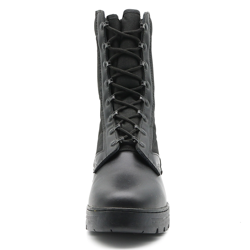 China TM3297 Black anti slip rubber sole non safety army boots manufacturer