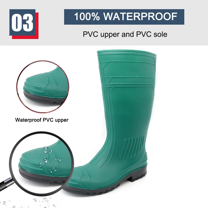 China GB38 Green Steel Toe Anti Puncture Pvc Safety Rain Boots Waterproof manufacturer