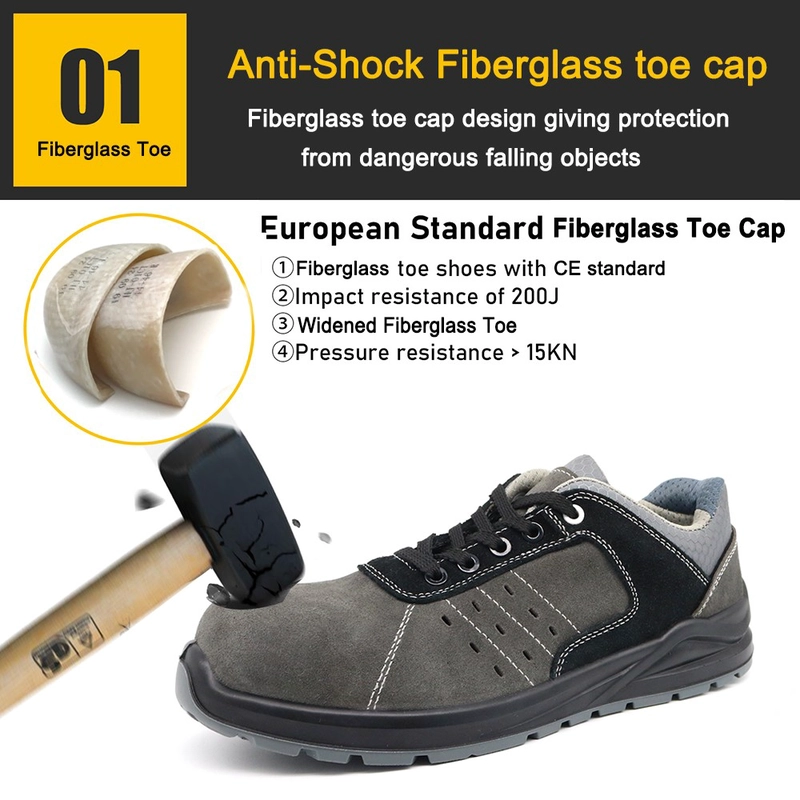 Cina TM2020 Fibergase Puntura Puntura Scarpe di sicurezza sportiva in pelle scamosciata grigia antidarica produttore