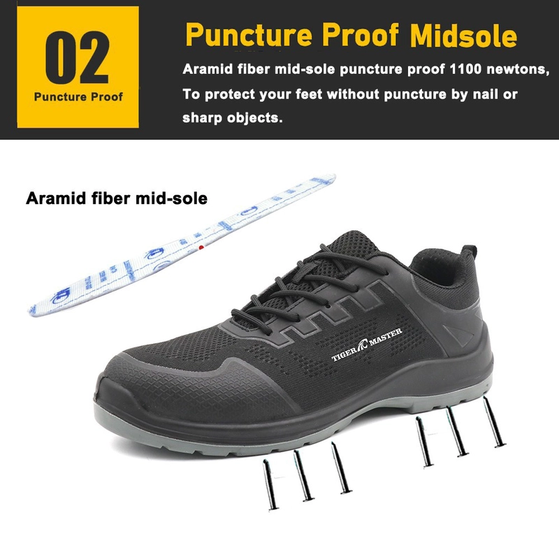 porcelana TM292A Zapatos de seguridad deportivos no metálicos antipinchazos con punta de fibra de vidrio antideslizante para taller fabricante