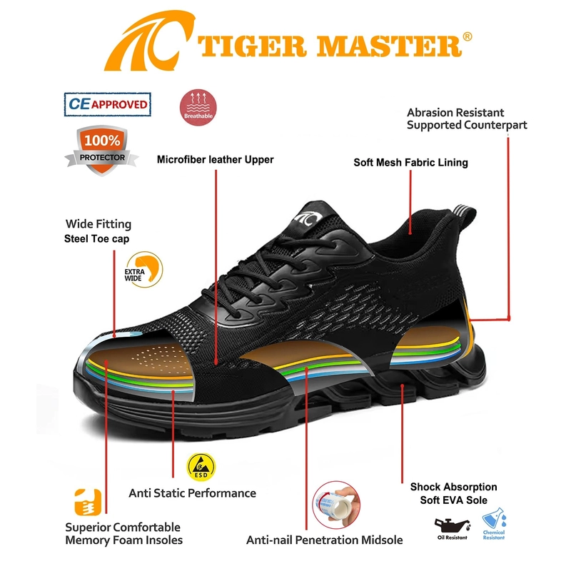 Chine Chaussures de sécurité de sport souples et confortables, résistantes aux perforations et aux embouts en acier TM3225 fabricant