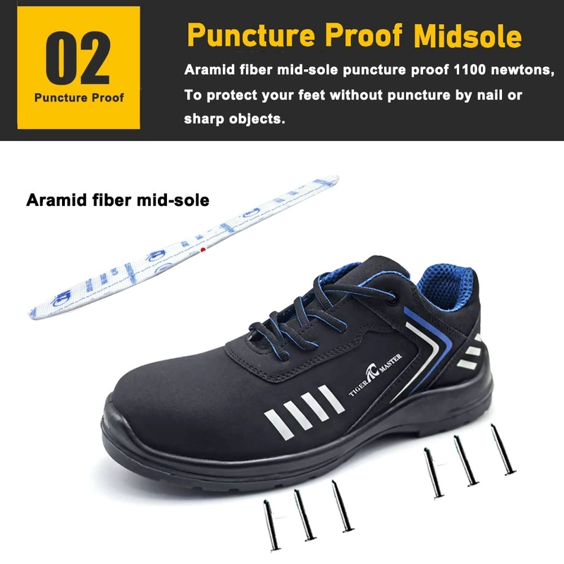 porcelana TM275L Zapatos de seguridad antideslizantes con punta de fibra de vidrio a prueba de pinchazos sin metal para unisex fabricante