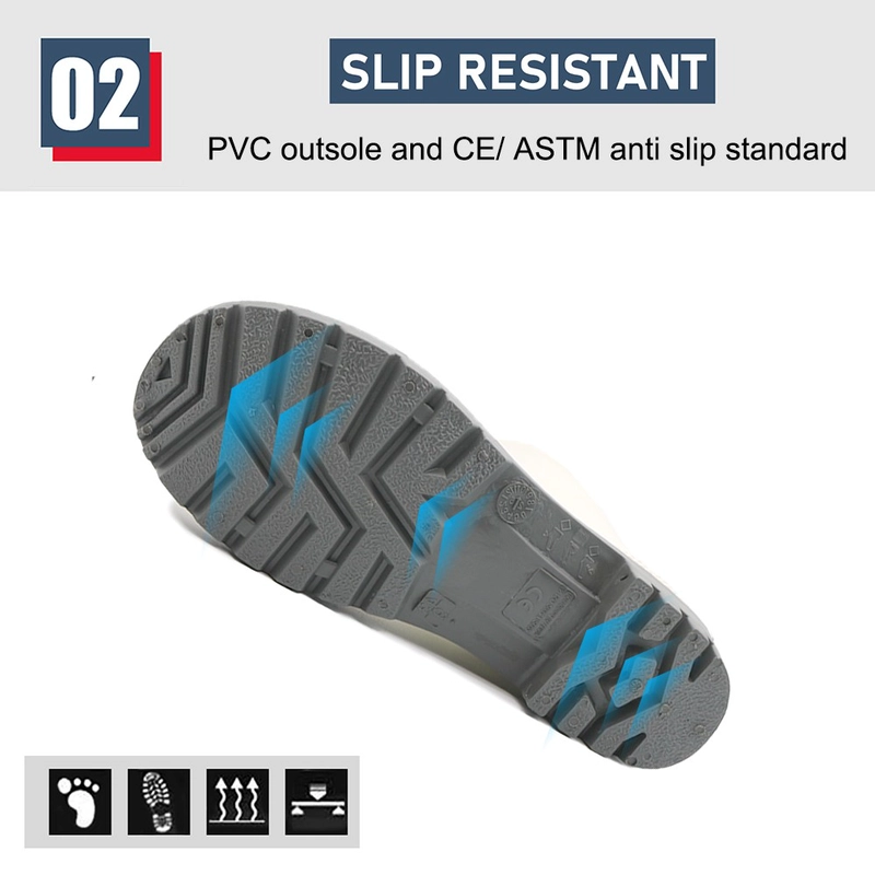 China GB01 White Anti-slip Waterproof PVC Rain Boots for Food Industry with Logo manufacturer