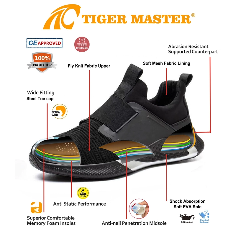 Cina TM3391 Scarpe antinfortunistiche sportive nere antiforatura con punta in acciaio antiscivolo leggere produttore