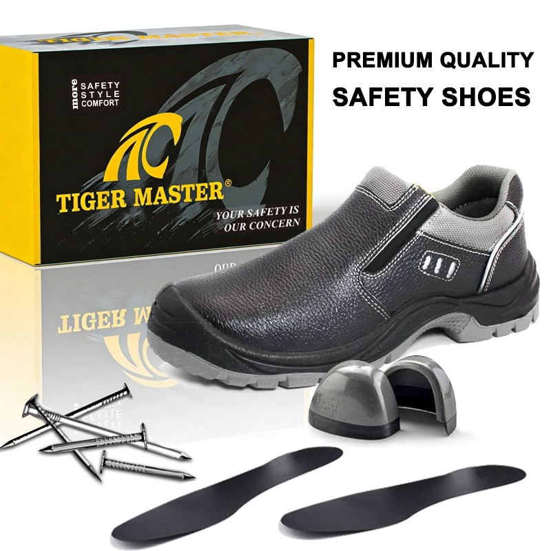 Cina TM3405 Scarpe da lavoro in pelle nera antiforatura con punta in acciaio antiscivolo con cerniera produttore