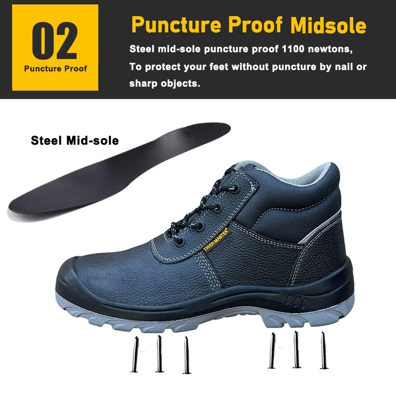 Chine TM3407 bottes de sécurité industrielles en cuir Anti-perforation avec bout en acier antidérapant pour hommes fabricant