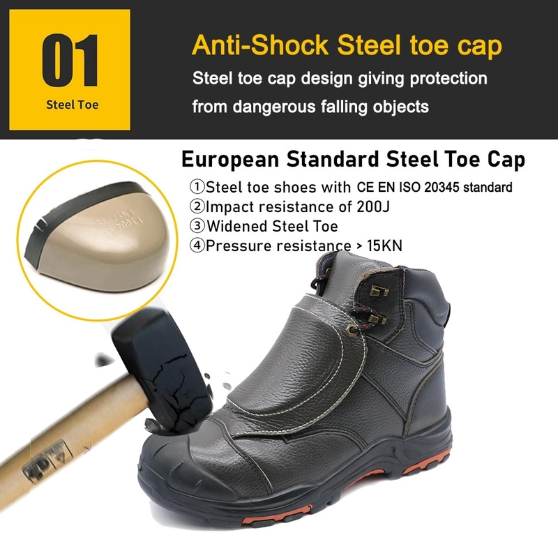 China TM3409 Antiderrapante Proteção Contra Faíscas Couro Genuíno Sapatos de Segurança para Soldagem Biqueira de Aço fabricante