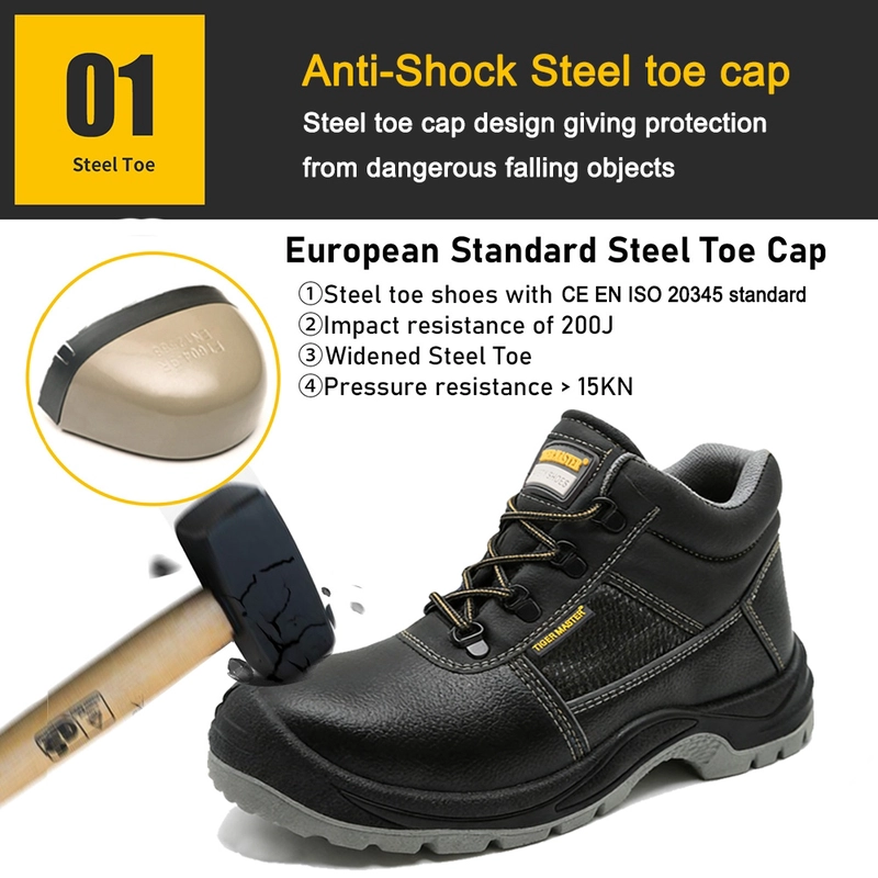 Cina TM3412 Stivali di sicurezza industriale da uomo in pelle nera antiperforazione con punta in acciaio UE produttore