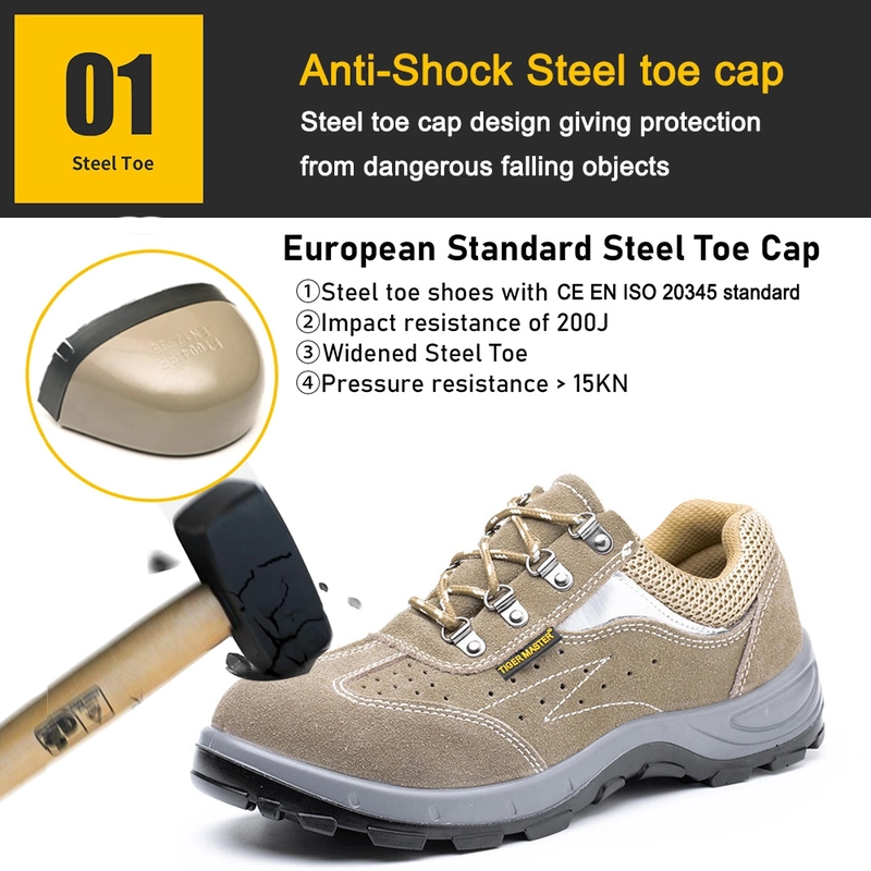 China TM3419 Antislip stalen neus Anti-lek ademende suède veiligheidsschoenen Magazijn fabrikant