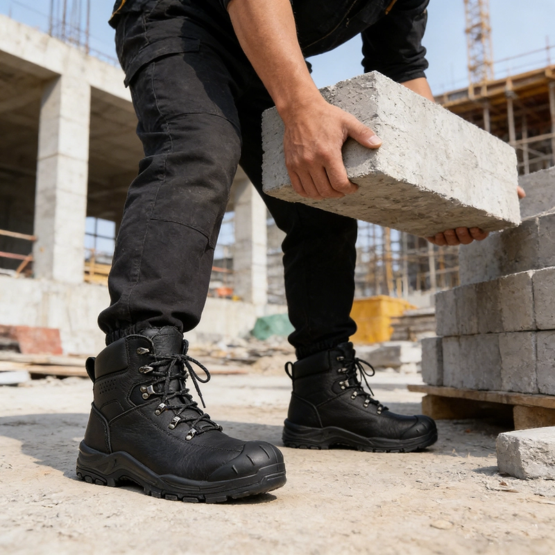 Cina TM3430 Stivali di sicurezza da costruzione antiperforazione con punta in acciaio in pelle pieno fiore di alta qualità produttore