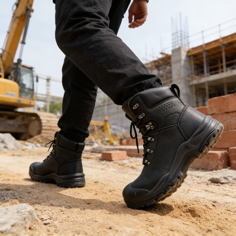 Cina TM3430 Stivali di sicurezza da costruzione antiperforazione con punta in acciaio in pelle pieno fiore di alta qualità produttore