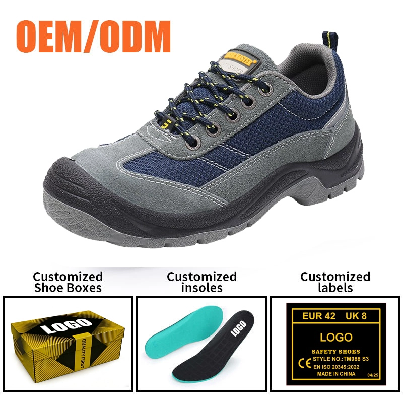 中国 TM3422 Grey Suede Leather Wide Steel Toe Anti-puncture Warehouse Work Shoes - COPY - qmm9pf メーカー