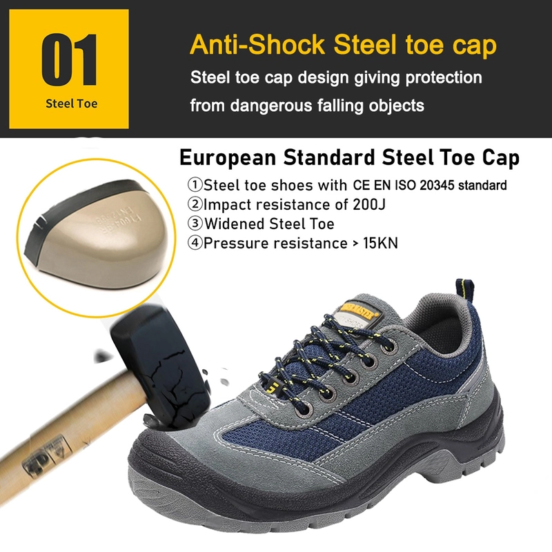 中国 TM3422 Grey Suede Leather Wide Steel Toe Anti-puncture Warehouse Work Shoes - COPY - qmm9pf メーカー