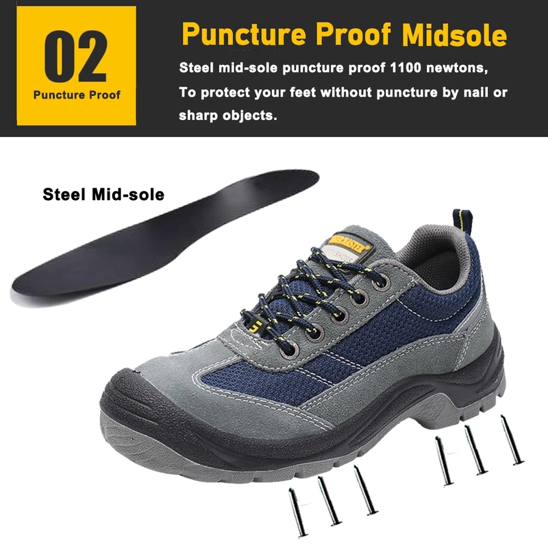 中国 TM3422 Grey Suede Leather Wide Steel Toe Anti-puncture Warehouse Work Shoes - COPY - qmm9pf メーカー