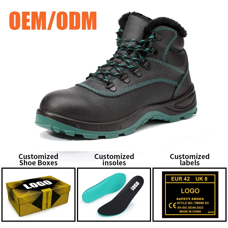 Cina TM3439 Stivali antinfortunistici invernali da uomo in pelle antiperforazione con punta larga in acciaio antiscivolo produttore