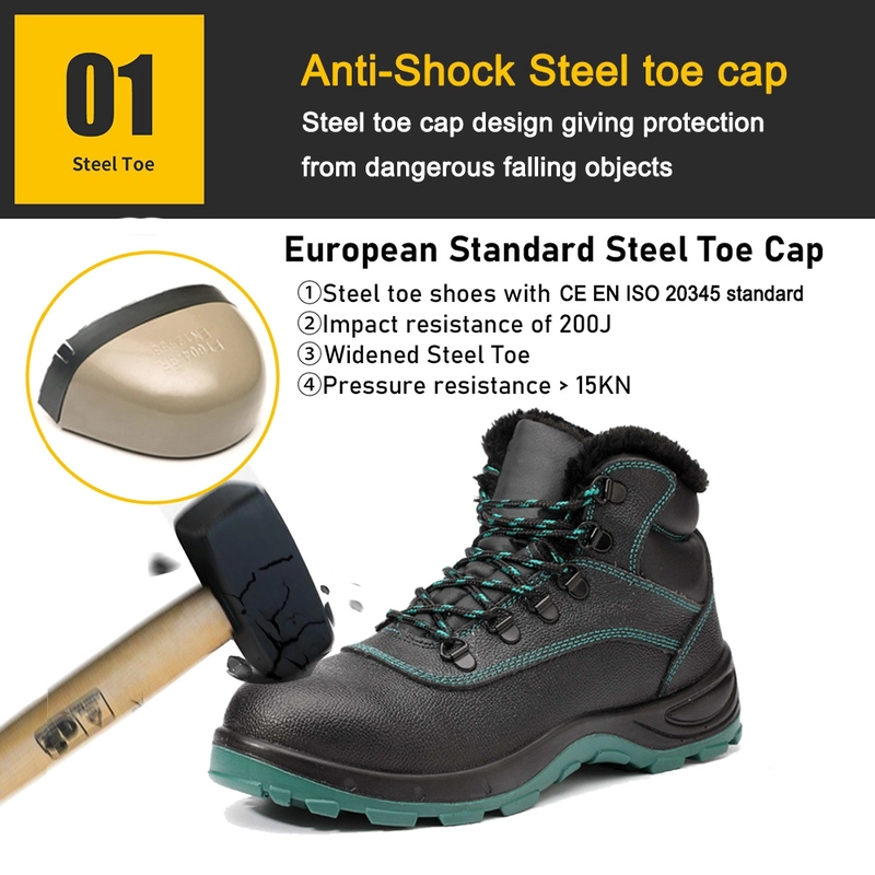 Cina TM3439 Stivali antinfortunistici invernali da uomo in pelle antiperforazione con punta larga in acciaio antiscivolo produttore